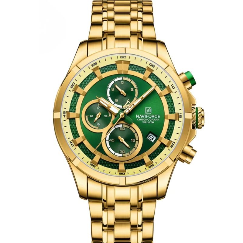 Naviforce aço inoxidável luxo quartzo